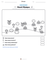Mount Olympus printable worksheet preview