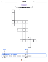 Mount Olympus printable worksheet preview