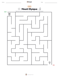 Mount Olympus printable worksheet preview