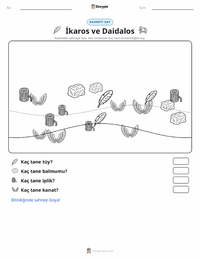 İkarus ve Daidalos yazdırılabilir çalışma sayfası önizlemesi