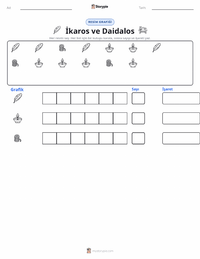 İkarus ve Daidalos yazdırılabilir çalışma sayfası önizlemesi
