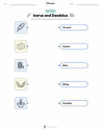 Icarus and Daedalus printable worksheet for kids