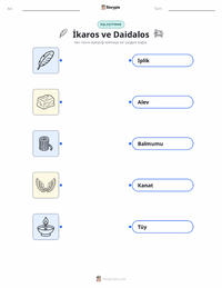 İkarus ve Daidalos çocuklar için yazdırılabilir çalışma sayfası