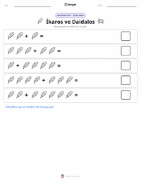 İkarus ve Daidalos yazdırılabilir çalışma sayfası önizlemesi
