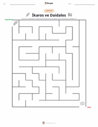 İkarus ve Daidalos yazdırılabilir çalışma sayfası önizlemesi