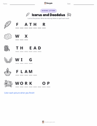 Icarus and Daedalus printable worksheet preview