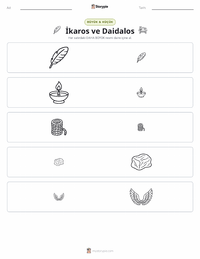 İkarus ve Daidalos yazdırılabilir çalışma sayfası önizlemesi
