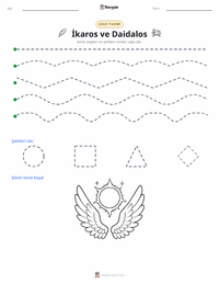 İkarus ve Daidalos yazdırılabilir çalışma sayfası önizlemesi