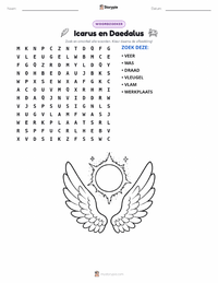 Icarus en Daedalus afdrukbare werkblad voorbeeld