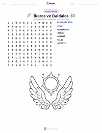 İkarus ve Daidalos yazdırılabilir çalışma sayfası önizlemesi
