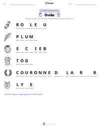Aperçu de la feuille de travail imprimable Ovide
