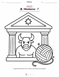 Theseus und der Minotaurus druckbare Arbeitsblatt Vorschau