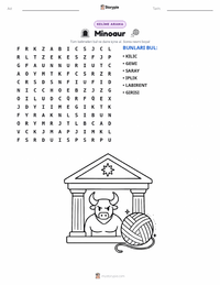 Theseus ve Minotauros yazdırılabilir çalışma sayfası önizlemesi