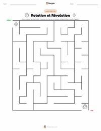 Aperçu de la feuille de travail imprimable Rotation et Révolution