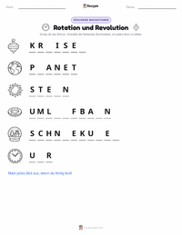 Rotation und Revolution druckbare Arbeitsblatt Vorschau