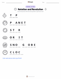 Rotation and Revolution printable worksheet preview