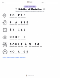 Aperçu de la feuille de travail imprimable Rotation et Révolution