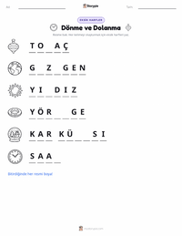 Dönme ve Dolanma yazdırılabilir çalışma sayfası önizlemesi