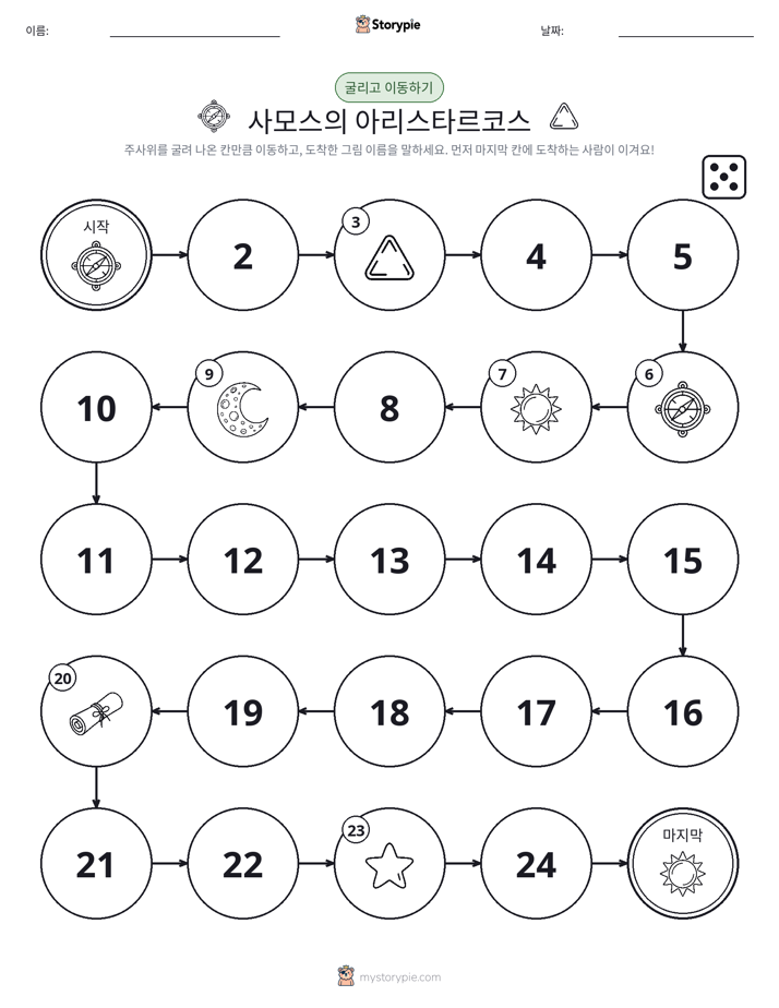 주사위 굴리고 이동하기 게임