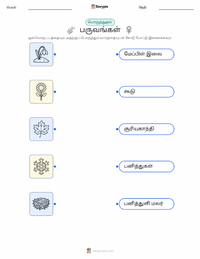 பருவங்கள் குழந்தைகளுக்கான அச்சிடக்கூடிய வேலைப்பதிவு