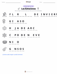 Vista previa de la hoja de trabajo imprimible de Estaciones