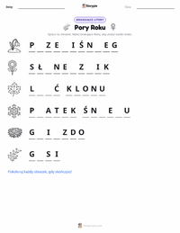 Podgląd drukowalnego arkusza ćwiczeń Pory roku