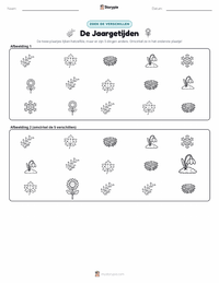 Seizoenen afdrukbare werkblad voorbeeld