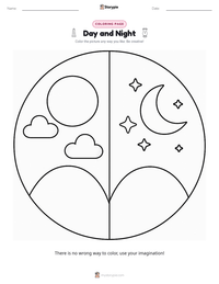 Day and Night coloring page for kids