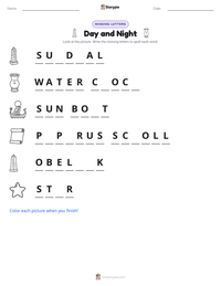 Day and Night printable worksheet preview