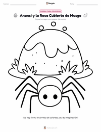 Página para colorear de Anansi y la Roca Cubierta de Musgo para niños