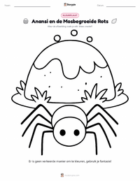 Anansi en de Met Mos Bedekte Rots kleurplaat voor kinderen