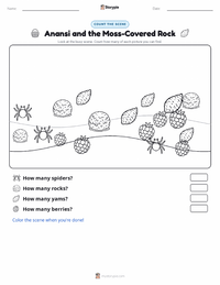 Anansi and the Moss-Covered Rock printable worksheet preview