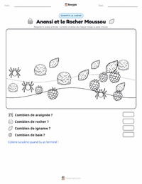 Aperçu de la feuille de travail imprimable Anansi et le Rocher Couvert de Mousse
