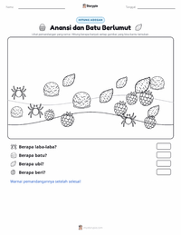 Prabaca lembar kerja cetak Anansi dan Batu Berlumut