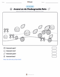 Anansi en de Met Mos Bedekte Rots afdrukbare werkblad voorbeeld
