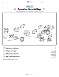 Anansi ve Yosun Kaplı Kaya yazdırılabilir çalışma sayfası önizlemesi