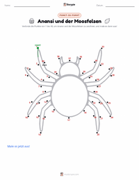 Anansi und der moosbedeckte Felsen druckbare Arbeitsblatt Vorschau