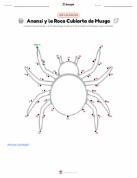 Vista previa de la hoja de trabajo imprimible de Anansi y la Roca Cubierta de Musgo
