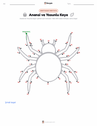 Anansi ve Yosun Kaplı Kaya yazdırılabilir çalışma sayfası önizlemesi