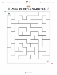 Anansi and the Moss-Covered Rock printable worksheet preview