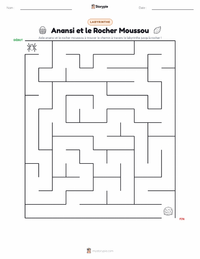 Aperçu de la feuille de travail imprimable Anansi et le Rocher Couvert de Mousse