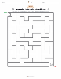 Anteprima della scheda stampabile di Anansi e la Roccia Coperta di Muschio