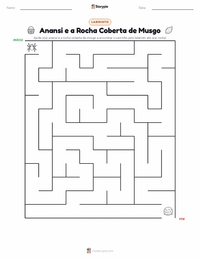 Prévia da folha de atividades imprimível Anansi e a Rocha Coberta de Musgo