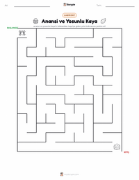 Anansi ve Yosun Kaplı Kaya yazdırılabilir çalışma sayfası önizlemesi