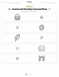 Anansi and the Moss-Covered Rock printable worksheet preview