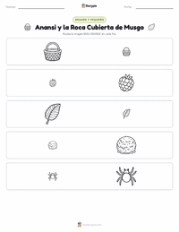 Vista previa de la hoja de trabajo imprimible de Anansi y la Roca Cubierta de Musgo