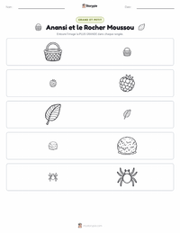 Aperçu de la feuille de travail imprimable Anansi et le Rocher Couvert de Mousse