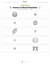 Anteprima della scheda stampabile di Anansi e la Roccia Coperta di Muschio