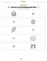 Anansi en de Met Mos Bedekte Rots afdrukbare werkblad voorbeeld