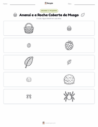 Prévia da folha de atividades imprimível Anansi e a Rocha Coberta de Musgo